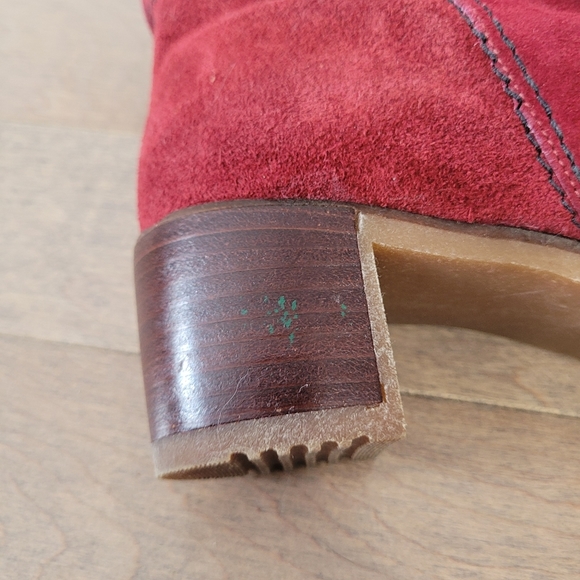 Vintage wine red suede boots with sherpa lining size 8 - Picture 8 of 9